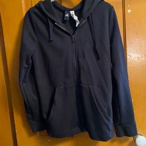 Black Adidas women’s medium zip up hooded sweatshirt